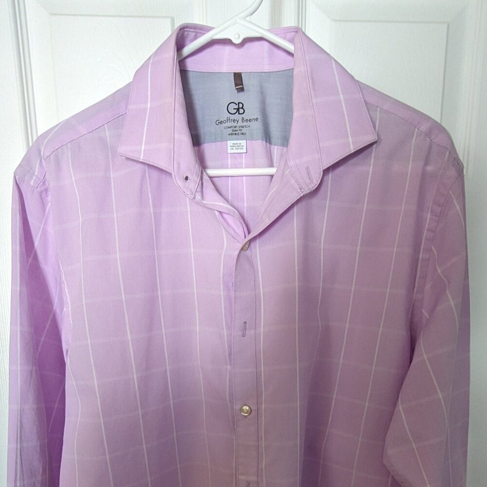 Geoffrey Beene Men's Pink Dress Shirt Size 16 32/33